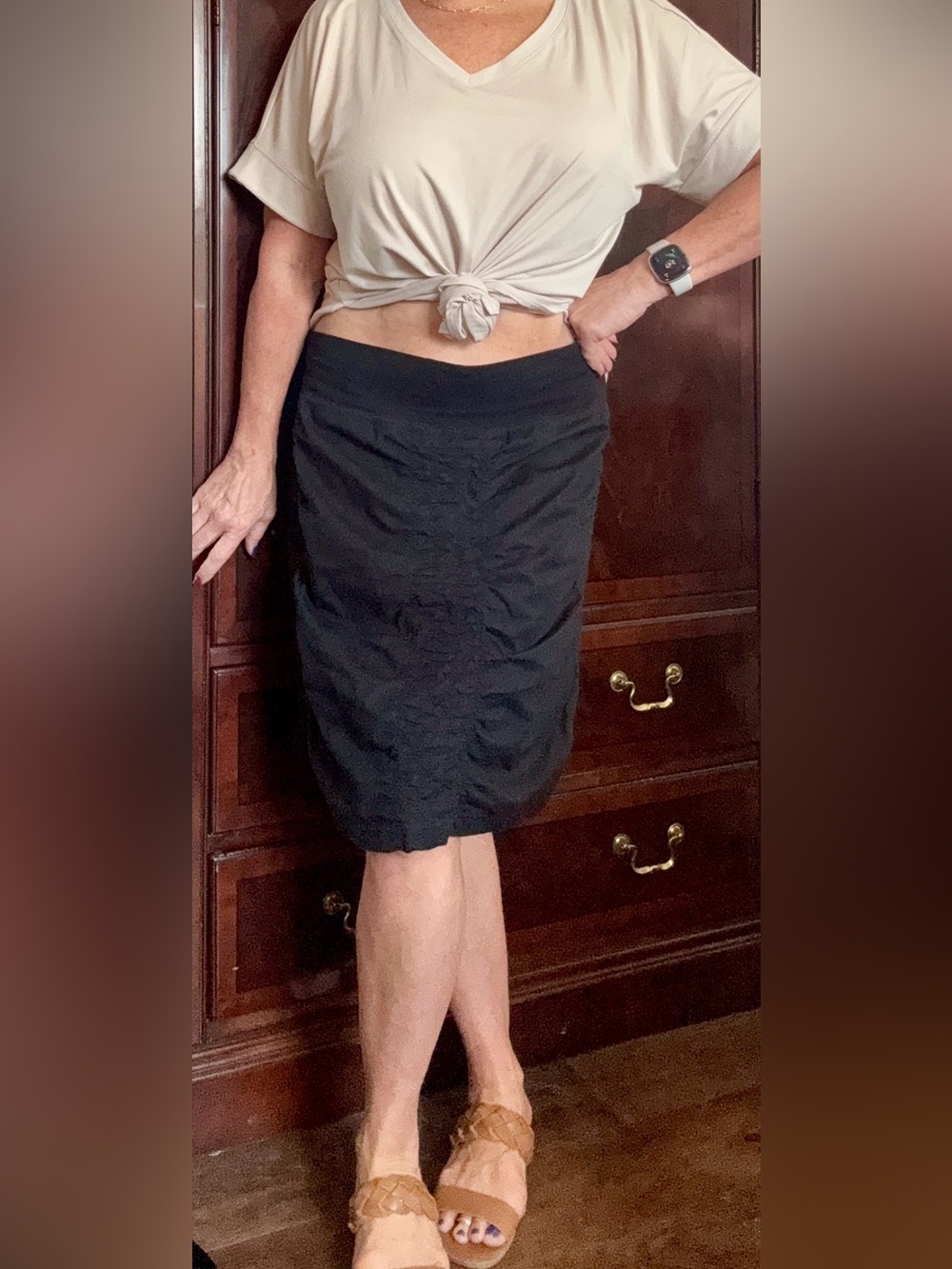 Wearables by XCVI The Trace Ruched Skirt Black Size L - Picture 12 of 12